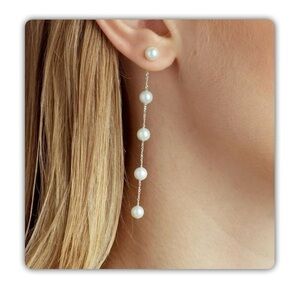 Drop pearl silver earrings